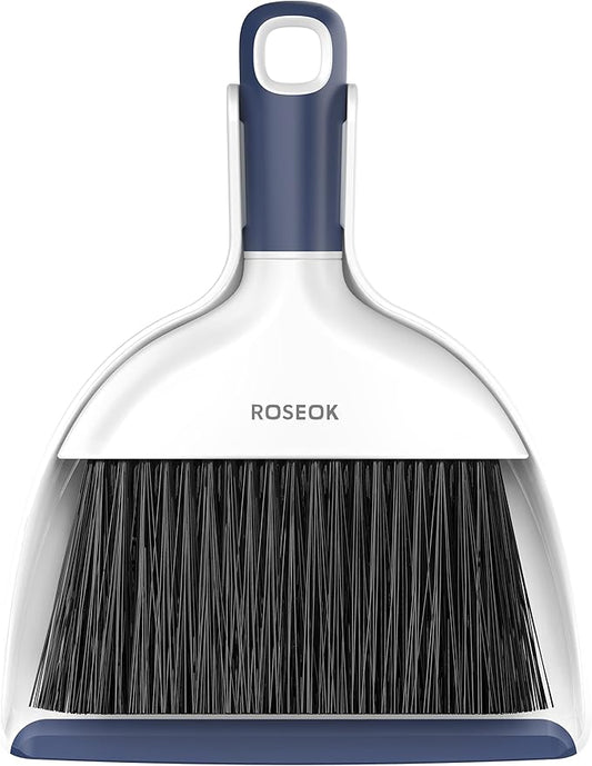 Mini Broom and Dustpan Set for Cleaning, Compact Desktop Dustpan with Brush for Kitchen Counter, Office, Car, Navy Blue, 1 Pack