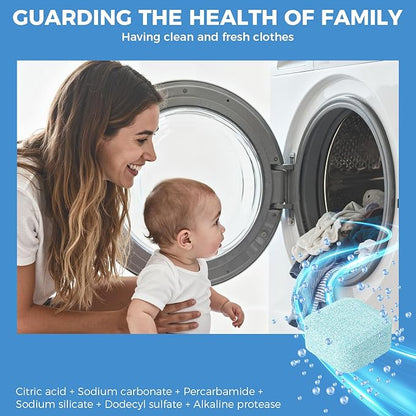 Washing Machine Cleaner Tablets, 24 Pack, Deep Cleaning Descaler and Suitable for Most Washer Machine Cleaner Front Loader and Top Load, Compatible with HE Models