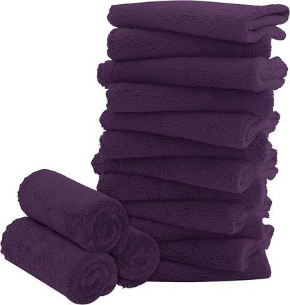 16 Pack Baby Washcloths - Luxury Coral Fleece - Extra Absorbent and Soft Wash Clothes for Newborns, Infants and Toddlers - Suitable for Sensitive Skin and New Born - Baby Shower - Plum, 10x10 Inch