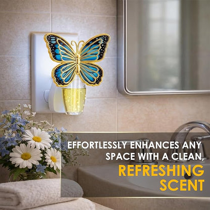 Hohean Wall Fragrance Plug in Compatible with Bath and Body Works WallFlower, Scent Diffuser with Night Light, ETL Certified, Long Lasting Scented Warmer Diffuser Home Office(Blue Butterfly)