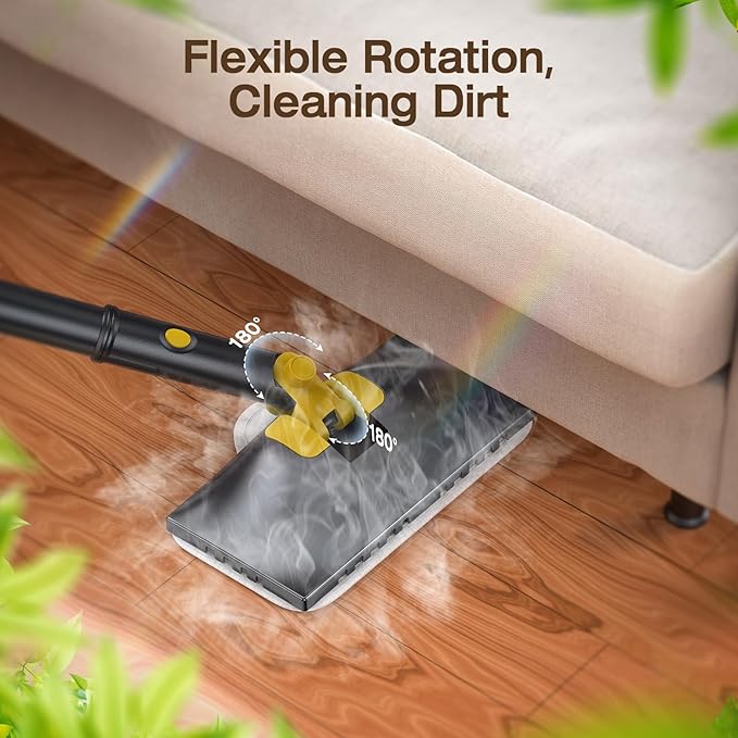 ScrubWiz Steam Mop with Detachable Handheld Steam Cleaner, 10-in-1 Multi Accessories, Quick 10s Heat, 350ml and 2-Level Steamer for Cleaning Floor, Carpet, BBQ Grill, Tile, and Grout, Gray