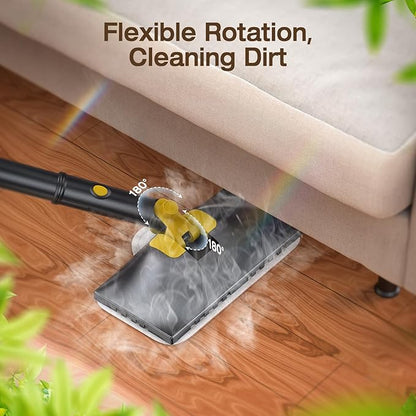 ScrubWiz Steam Mop with Detachable Handheld Steam Cleaner, 10-in-1 Multi Accessories, Quick 10s Heat, 350ml and 2-Level Steamer for Cleaning Floor, Carpet, BBQ Grill, Tile, and Grout, Gray
