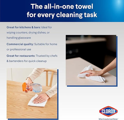 Clorox Ribbed Dishcloths - 100% Cotton Quick Dry Dish Cloths - Absorbent Multipurpose Cleaning for Restaurants, Kitchen, Bathroom, Hotel - 12" x 12" - White 12 Pack