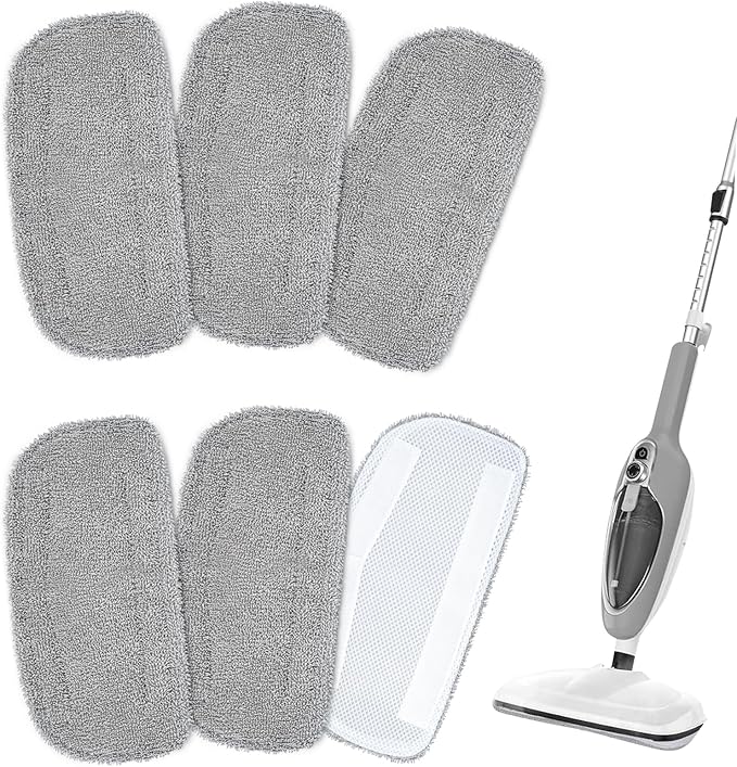 6 Packs Steam Mop Pads Compatible with GorFanty GF-6610B/GF-6610, Neugo NE033/NE033M & Mxnsewr Steam Mop, Washable & Reusable Replacement Microfiber Cloth