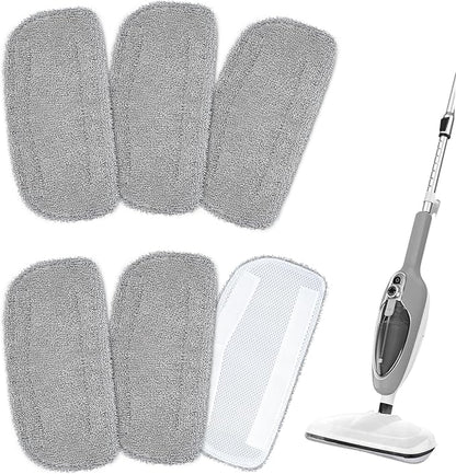 6 Packs Steam Mop Pads Compatible with GorFanty GF-6610B/GF-6610, Neugo NE033/NE033M & Mxnsewr Steam Mop, Washable & Reusable Replacement Microfiber Cloth