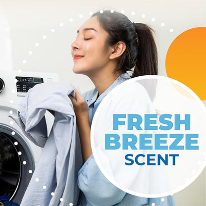 ARM & HAMMER Power Sheets Laundry Detergent, Fresh Breeze Scent, Dissolves in All Wash Temps, Lightweight and Travel-Ready, 60ct, Up to 120 Small Loads