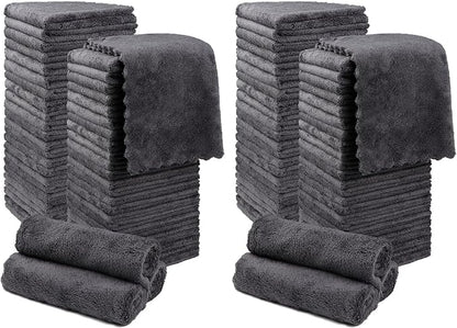 Orighty Washcloths 96 Pack, Ultra Soft Face Cloths 12 x 12 inch, Absorbent & Quick Drying Coral Velvet Washcloth Bulk, Multi-Purpose Face Cloth for Household, Cleansing and Sport (Grey)