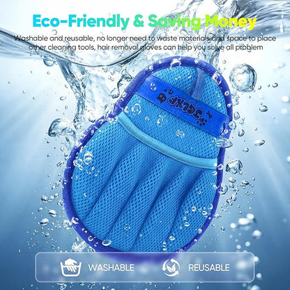 Upgraded Pet Hair Removal Glove for Dogs & Cats, Electrostatic Five-Finger Hair Remover for Furniture, Couch, Carpet, Clothing& Car Seat, 1Pcs Reusable Magic Brush Pet Hair Remover Tool (Blue)