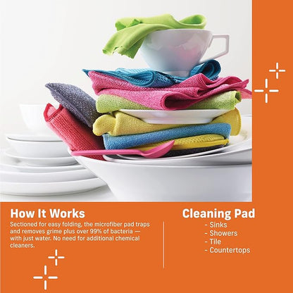 E-Cloth Cleaning Pad, Premium Microfiber Cleaning Cloth, Perfect Dish, Bathtub, Shower, and Barthroom Scrubber, Washable and Reusable, 100 Wash Guarantee, 2 Pack