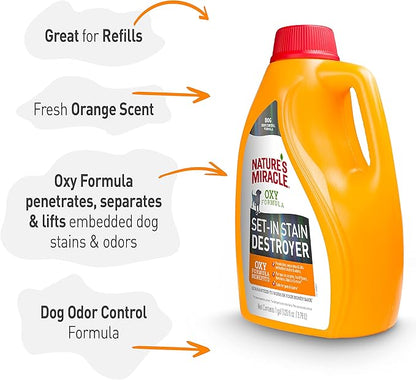Nature’s Miracle Set-In Stain Destroyer Dog 1 Gallon, Oxy Formula With Orange Scent, 128 Ounces