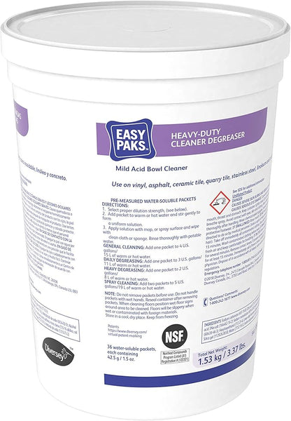 Diversey 990682 Easy Paks Heavy Duty Cleaner & Degreaser, Non-Corrosive Floor & Hard Surface Cleaner 1.5-oz Pods, 36-Paks, 1-Tub (Pack of 2)