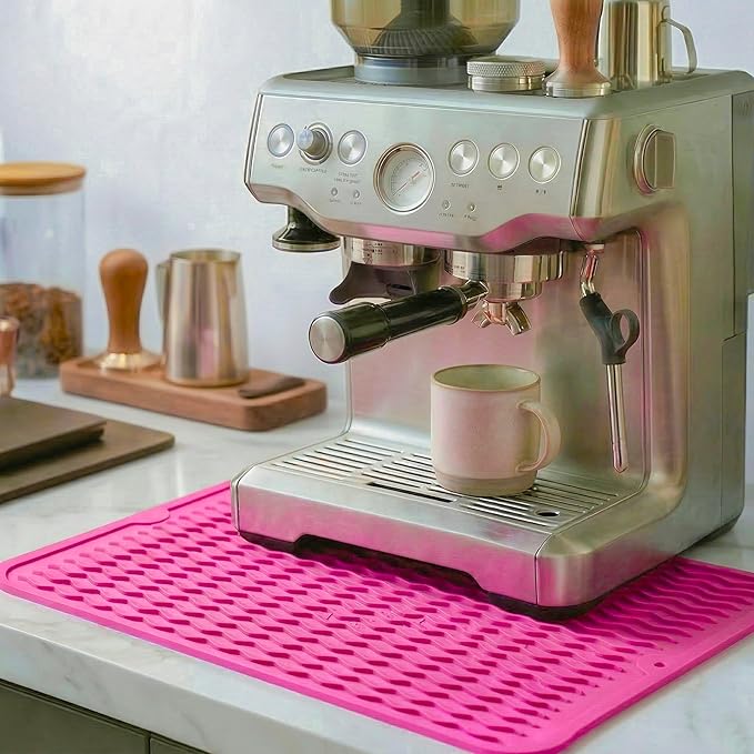 MicoYang Silicone Dish Drying Mat for Multiple Usage,Easy clean,Eco-friendly,Heat-resistant Silicone Mat for Kitchen Counter or Sink,Refrigerator or drawer liner Rose L 16 inches x 12 inches