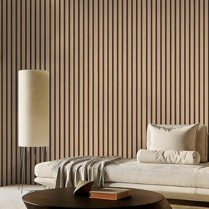 myforHD Wallpaper Peel and Stick Wood Grating Stripe Self-Adhesive Wallpaper Faux Wood Contact Paper Wood Slats Self Adhesive Wall Paper PVC Vinyl Film Removable Waterproof 17.3" x 118"
