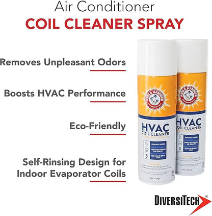 Arm & Hammer Biodegradable HVAC and Air Conditioner Coil Cleaner Foam Aerosol Spray, No Rinse, 19 fl. oz, AHCC-19 by Diversitech