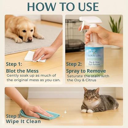 Oxy Citrus Stain Remover and All-Purpose Cleaner - Plant-based Multi-Purpose Cleaning Spray, Perfect for Mattress, Carpet, Floors, Restrooms, Kitchen, Countertops, and More - 32 oz