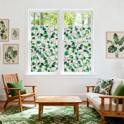 Frosted Glass Window Film, Heat Insulation, UV Block, Anti-Glare, One Way Privacy Tint, Static Cling for Home Bathroom Door, Renter Friendly, Day & Night Privacy