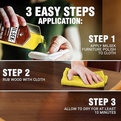 Milsek Furniture Polish Variety Pack: Lemon Oil, Orange Oil, Stainless Steel Cleaner, and Leather Cleaner - 4-Pk, 12 fl oz