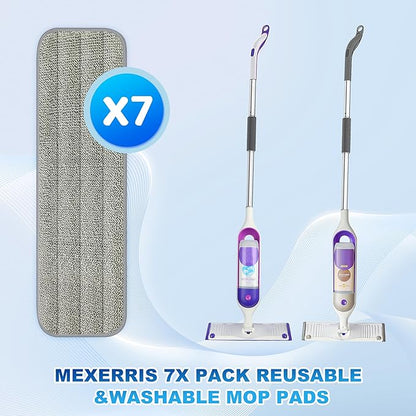 7 Count Reusable Mop Pads for Swiffer PowerMop -MEXERRIS Microfiber Wet Mops Refills PowerMop Pads Machine Washable Hard Wood Floor Mop Pads Replacement for 13''-15'' Spray Floor Mops