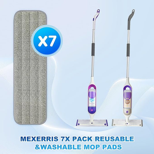 7 Count Reusable Mop Pads for Swiffer PowerMop -MEXERRIS Microfiber Wet Mops Refills PowerMop Pads Machine Washable Hard Wood Floor Mop Pads Replacement for 13''-15'' Spray Floor Mops