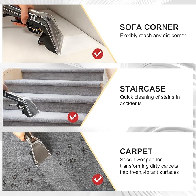 【Upgrade Hard Bristle Brush】Better Extractor Hose Kit for Shop Vac, with 10FT Hoses and 25 FTWater Pipes, Thick transparent shell, Turns Vacuum Cleaner into Carpet Cleaning Machine,2-Year Warranty