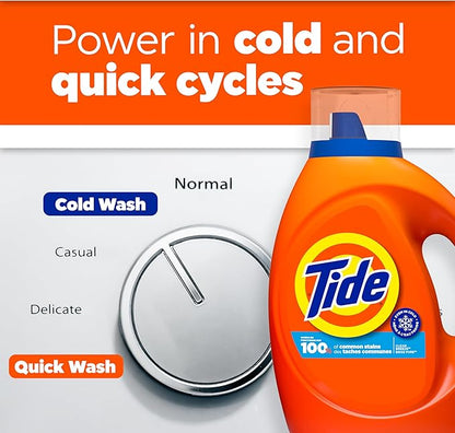 Tide Laundry Detergent Liquid, Clean Breeze Scent, 48 Loads, 60 fl oz, Works on 100% of Common Stains