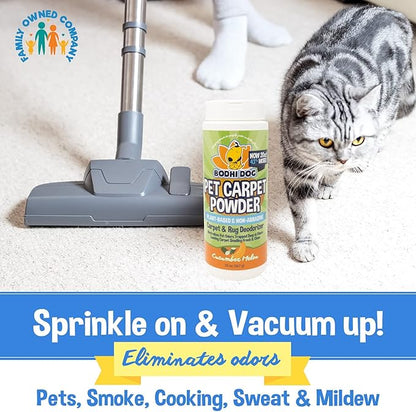 Bodhi Dog Natural Carpet Deodorizer Powder - Dry Pet Smell Eliminator & Urine Odor Remover - Loosens Fur & Dirt - Plant-Based Room Freshener for Vacuuming Home with Pets - Cucumber Melon (Pack of 1)