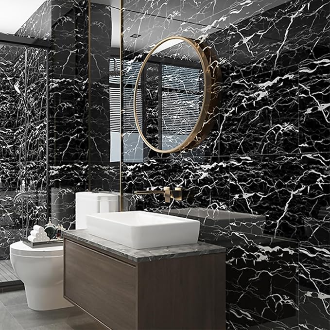 10-Sheet 23.6"x11.8" Marble Peel and Stick Wall Panels (19.4 Sq. Ft. Coverage), PVC Backsplash Tile for Living Room, Bedroom, Kitchen, Dining Room
