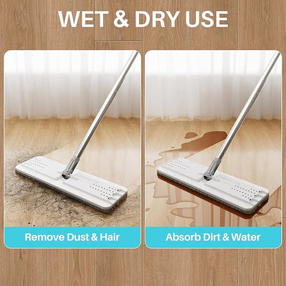 JOYMOOP 8L Large Capacity Flat Mop System with Extension Handle, Ideal for Floor, Window, and Wall Cleaning - Includes 3 Washable Microfiber Pads for Wet and Dry Use