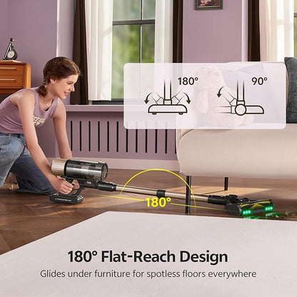 Ultenic Cordless Vacuum Cleaner, 600W 60KPA 65Mins Vacuum Cleaners for Home, Stick Vacuum Cordless with Touch Screen, Self-Standing, 180° Lay-Flat, Anti-Tangle Brush for All Floors/Pet Hair/Carpets