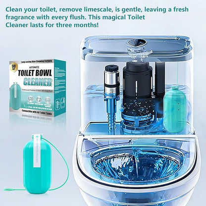 Automatic toilet bowl cleaner, odor removal Stain removal Makes toilet bowls look new with a light, fresh scent