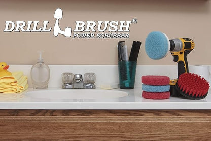 Drill Brush Power Scrubber - Outdoor Cleaning - Stiff Bristle Deck Brush - Concrete Scrub Brush - Bathroom Cleaning - Scrub Pad Attachments for Cordless Drill - Shower Cleaner - Glass Shower Doors