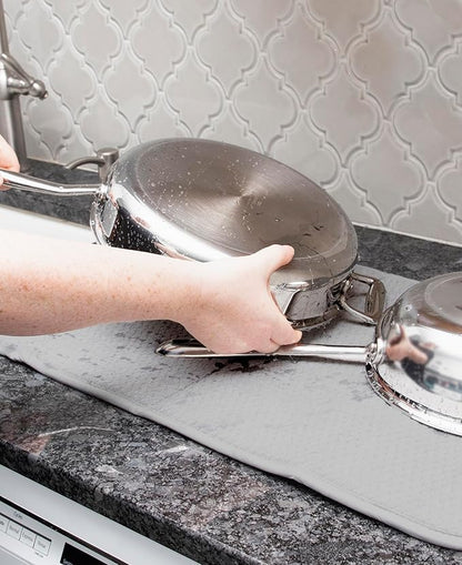 All-Clad Premium Reversible Dish Drying Mat for Kitchen: 16" x 28" Ultra-Absorbent, Long-Lasting, No Condensation, and Oversized for Large Pots and Pans - 1 Pack, Titanium