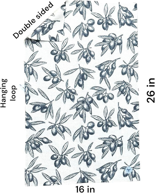 || 3 Pack|| Double Sided Dish Towels || Waffle Weave Microfiber || Highly Absorbent || Hanging Loop || Dish Cloths || Modern || Designer Prints || Lights (Gray)