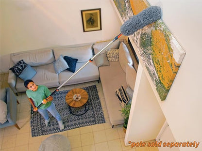Microfiber Feather Duster // Flexible Feather Duster Brush Head with Hand-Grip // Fits All Extension Poles with Standard US Acme Thread // Best Flex-and-Stay Feather Duster (Pole Sold Separately)