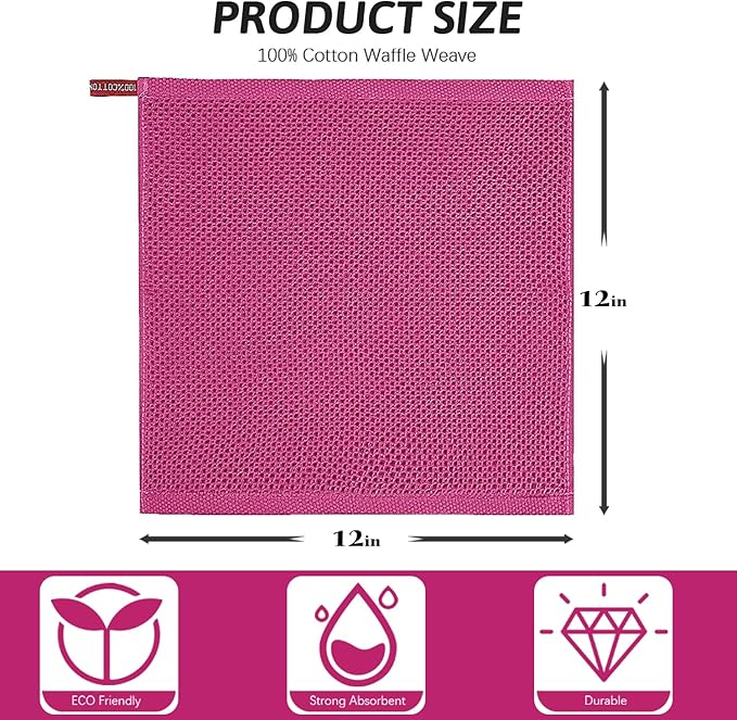 Nialnant 6 Pack Kitchen Towels, 100% Cotton Dish Cloth for Washing Dishes, Absorbent Quick Drying Dish Rags, Multipurpose Cleaning Rags-12x12 Inches