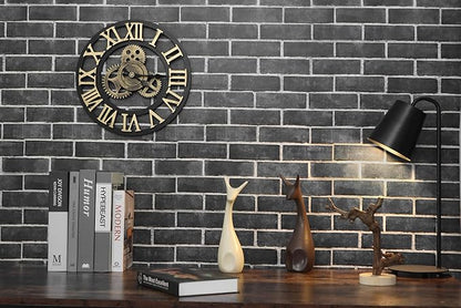 HeloHo 17.7" X 118" Grey Brick Wallpaper Peel and Stick Self-Adhesive Removable 3D Textured Wall Paper for Kitchen Backsplash Living Room Bedroom Decor