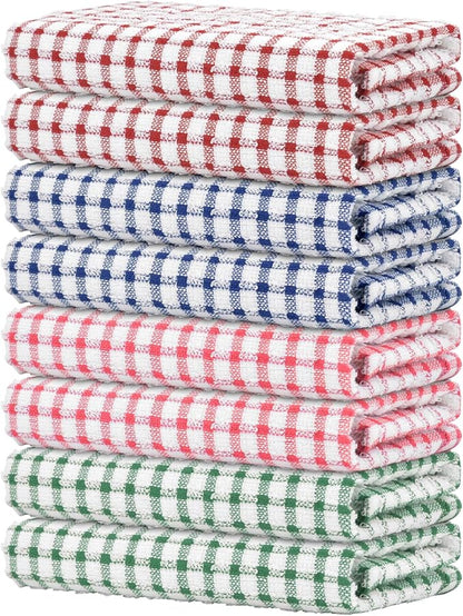 Nialnant 8 Pack Kitchen Towels, Dish Towels for Kitchen, 100% Cotton Dish Cloths for Washing Dishes, Quick Drying Reusable Cleaning Rag - 25 x 16 in