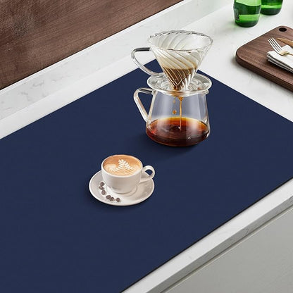 WISELIFE Coffee Mat Super Absorbent Dish Drying Mat Bar Accessories Match with Coffee Machine Large Drying Mats for Kitchen Counter 12" W x 19" L, Blue