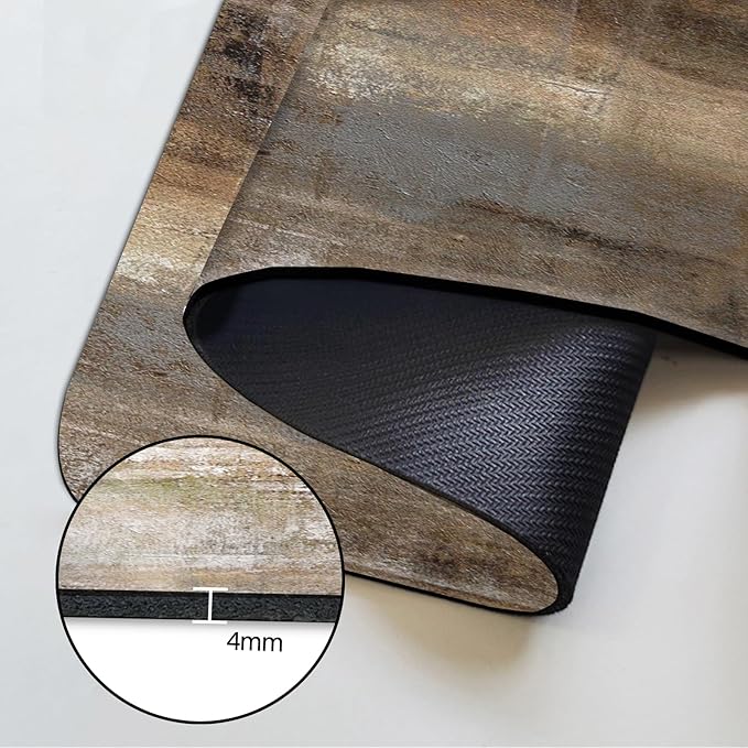 MCALK Dark Brown Coffee Mat for Kitchen Counter, Tan Dish Drying Pad with Anti-Slip Rubber Base, Absorbent Kitchen Sink Mat with Abstract Art Decor, Dark Brown 12"x20"