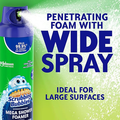 Scrubbing Bubbles Mega Shower Foamer and Disinfectant Aerosol, Rainshower, 20 oz,(Pack of 8)