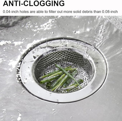 LASSHSWA 2 Pcs Kitchen Sink Strainer Stainless Steel, Mesh and Punching, Kitchen Sink Drain Strainer, Sink Strainers with Large Wide Rim 4.5" Diameter for Kitchen Sinks