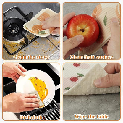 8Pcs Kitchen Dishcloths Absorbent Dish Cleaning Towels Washable Reusable Dish Cloths Non-Scratch Dishcloths Multipurpose Dish Towels with 4 Clips for Kitchen Bathroom 17x19x0.2 cm