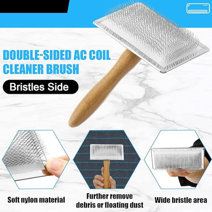 8 Pcs Air Conditioning Fin Cleaner Set HVAC Coil Cleaning Brush Condenser Fin Straightener Evaporator Coil Cleaner AC Comb Condenser Split Cleaning Kit Fridge Radiator Tool(Wood,Bamboo)