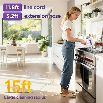 Steam Cleaner Handheld,Portable Detail Steamer for Car with 13-piece Kit,230°F Steaming for Bathroom,Grout,Tile&Shower,Mini Cleaner Running the Boiler at 25 psi,Safety Valve Splash-Free