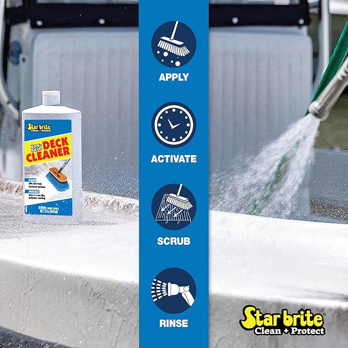 STAR BRITE Non-Skid Deck Cleaner & Protectant Ultimate Boat Deck Wash - Protects Against Future Stains & UV - Ideal for Fiberglass, Vinyl, Plastic, Painted & Metal Surfaces