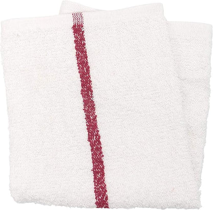 Arkwright Bar Mop Towels, Pack of 12, 100% Cotton Kitchen Dishcloths, Absorbent Quick Dry Cleaning Cloths for Restaurant, Bar and Home Kitchen, 16 x 19 in, White/Red