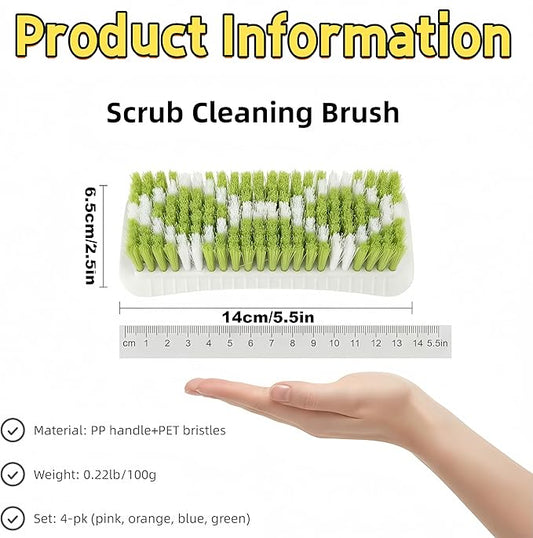 4 Pack Scrub Brush for Cleaning Scrubbing Brush with Stiff Bristle Multi-Purpose Heavy Duty Scrub Brushes,Deep Cleaning Brushes for Bathroom, Floor, Shower, Carpet, Bathtub, Sink Outdoor, Multi-Color