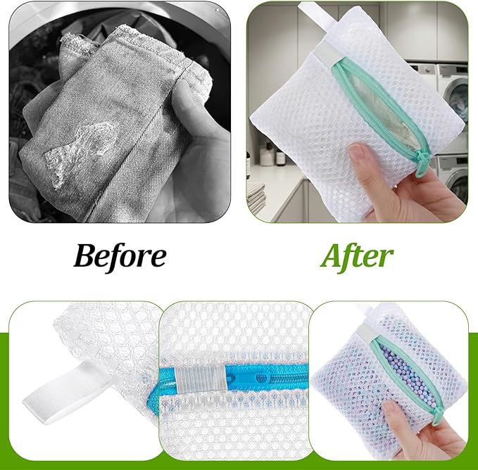 Tyqour 5pcs Small Mesh Laundry Bags, Anti-Sticking Laundry Pod Bags, Durable Polyester Storage Bags for Scented Beads, Travel Laundry Organizer, Protect Delicate Garments