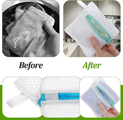 Tyqour 5pcs Small Mesh Laundry Bags, Anti-Sticking Laundry Pod Bags, Durable Polyester Storage Bags for Scented Beads, Travel Laundry Organizer, Protect Delicate Garments
