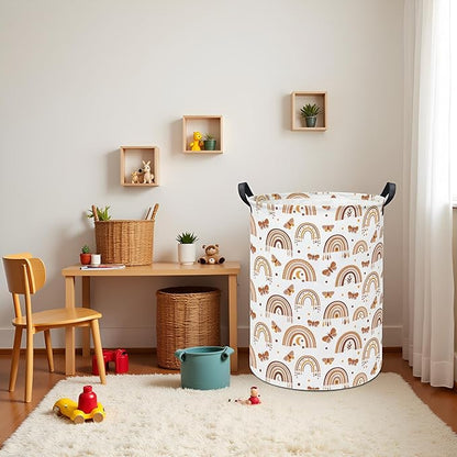 Baby Laundry Hamper kids laundry Basket Waterproof Storage Bin for Bedroom Toy Clothes Organizer Basket Woodland Animals Room Décor(Rainbow)